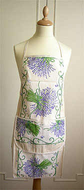 French Apron, Provence fabric (lavender. raw)